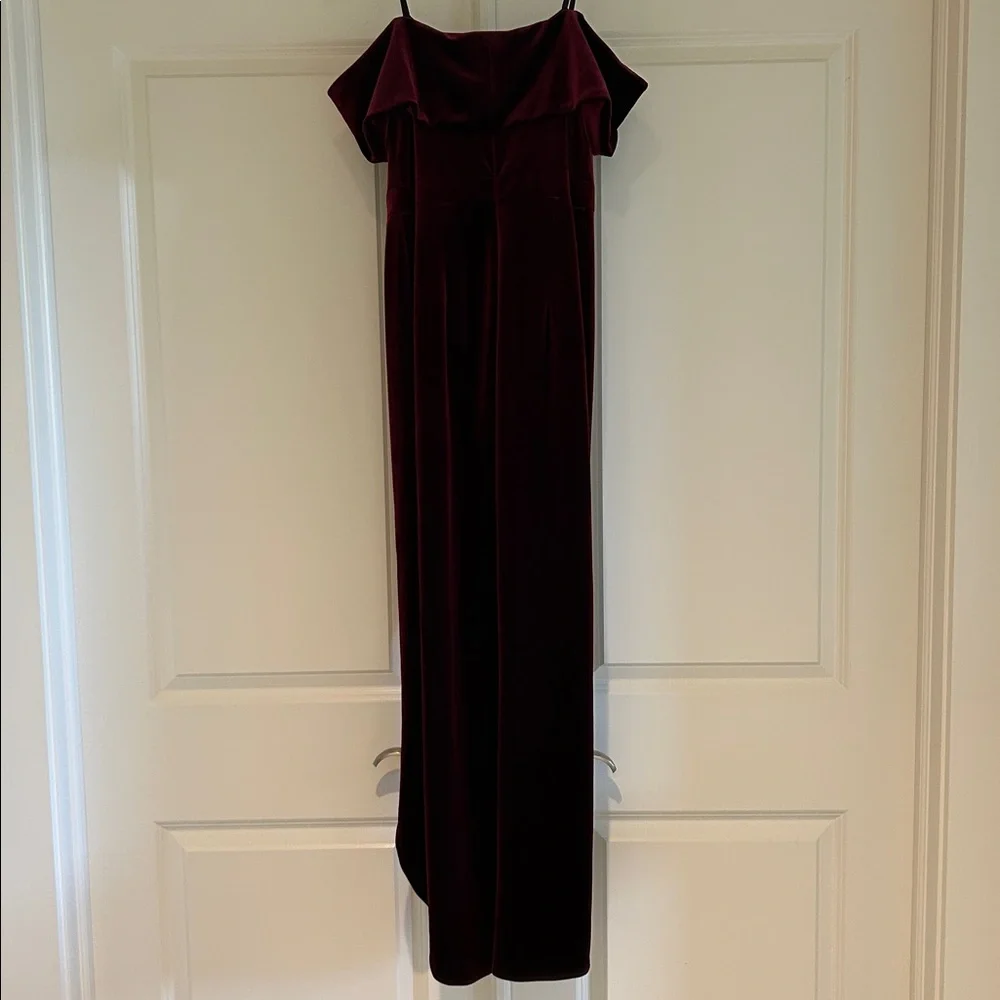 BHLDN Edison Burgundy Velvet Dress Off Shoulder Luxe Evening Formal SZ US 4 NWOT - Picture 8 of 16